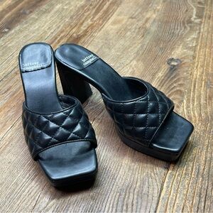 Jeffrey Campbell Women's Mr-Big Mules  Leather Black Slide Heels  Size 6.5